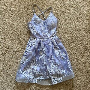 BCX Juniors' Embroidered Fit & Flare Dress, Junior Size 1, Lavender color, New
